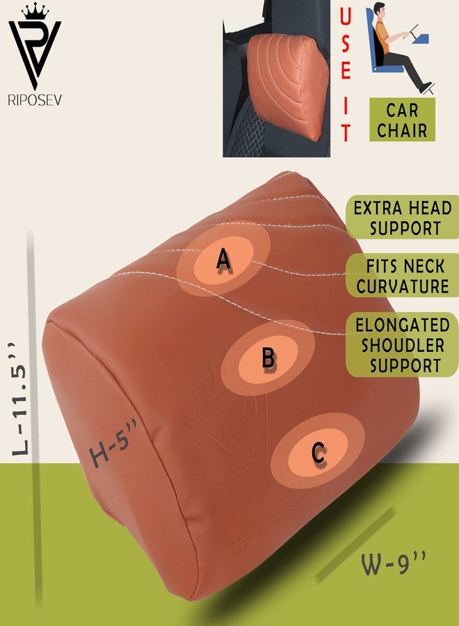 RIPOSEV GMV Memory Foam Headrest Neck Rest Cushion - Ergonomic Car Neck Pillow Cervical Support for Neck Pain Relief in Office, Driving Pack of 1, Majestic Tan - Image 3